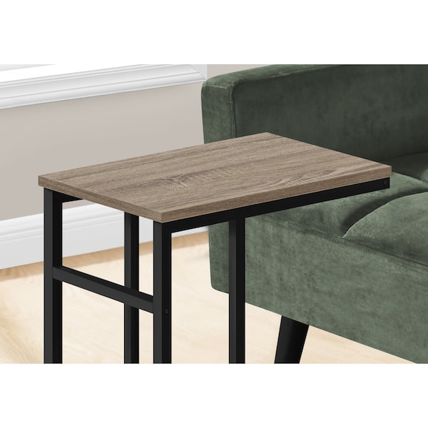 Monarch Specialties End Table, 18 W, 24 H, Particle Board, Metal, Dark Taupe - I 2172