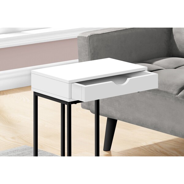 Monarch Specialties Side Table, 15.75 W, 24 H, Particle Board, Metal, White - I 3770