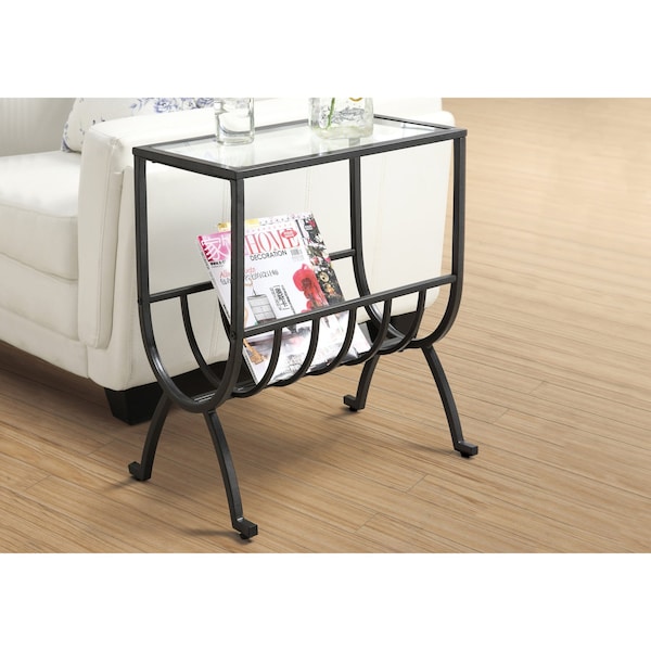 Monarch Specialties Accent Table - Stardust Brown Metal With Tempered Glass - I 3308