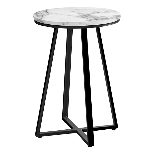 Monarch Specialties Side Table, 15.75 W, 21.75 H, Metal, Particle Board, White - I 2178