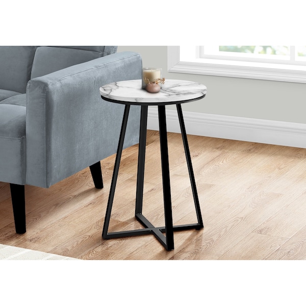 Monarch Specialties Side Table, 15.75 W, 21.75 H, Metal, Particle Board, White - I 2178