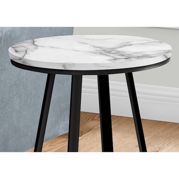 Monarch Specialties Side Table, 15.75 W, 21.75 H, Metal, Particle Board, White - I 2178