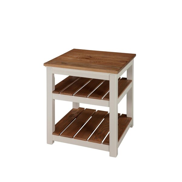 Kd Cama De Bebe Savannah 2 Shelf End Table Ivory with Natural Wood Top - KD3236225