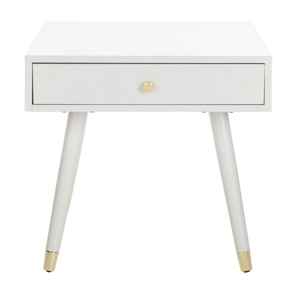 Safavieh 22.3 x 24 x 24 in. Levinson Gold Cap End Table, White - FOX6305B