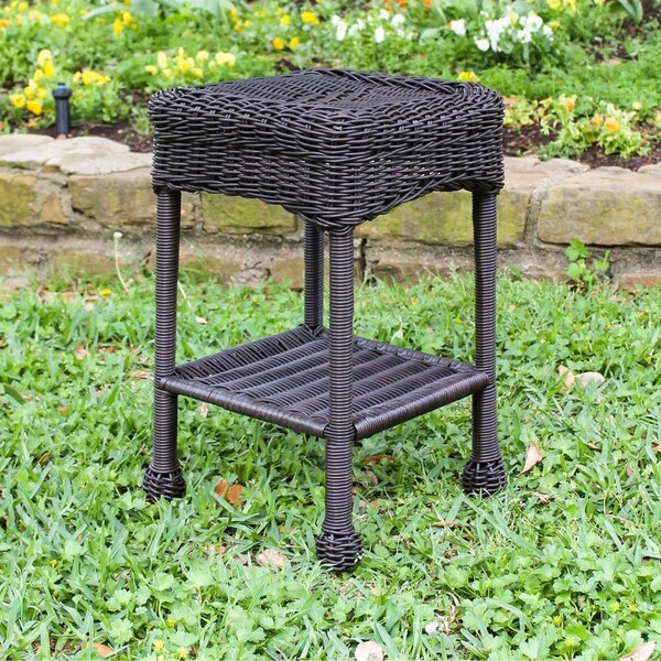 International Caravan PVC Resin Side Table, Antique Black - Small - 3160-AB