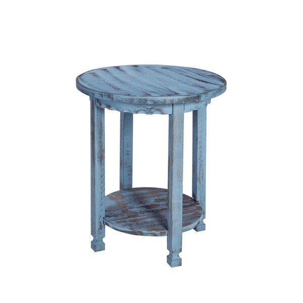 Kd Cama De Bebe Country Cottage Round End Table Blue Antique - KD3251400