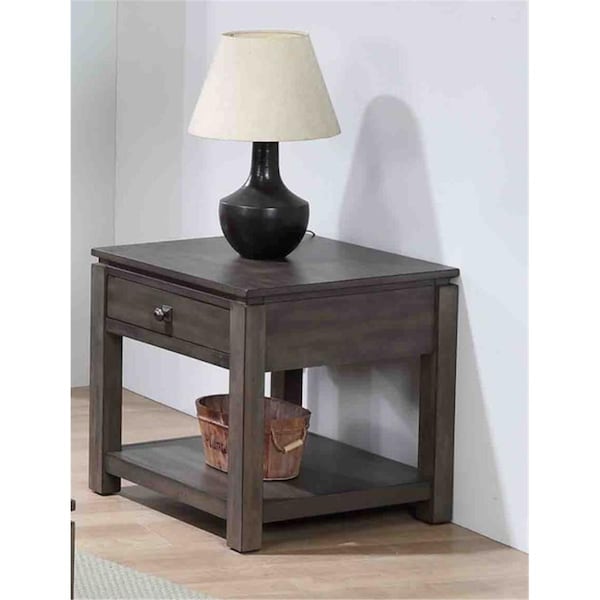 Sunset Trading Shades of Gray End Table with Drawer & Shelf - DLU-EL1602