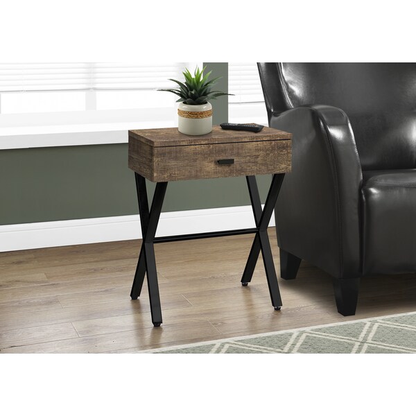 Monarch Specialties Accent Table - 24"H / Brown Reclaimed Wood / Black Metal - I 3450