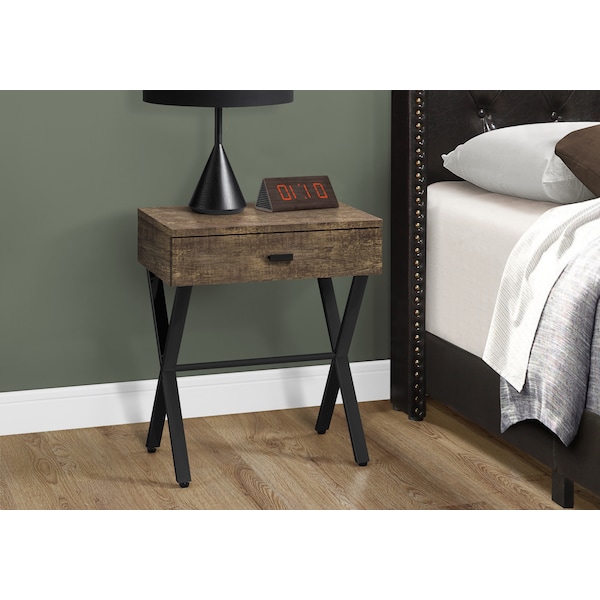 Monarch Specialties Accent Table - 24"H / Brown Reclaimed Wood / Black Metal - I 3450