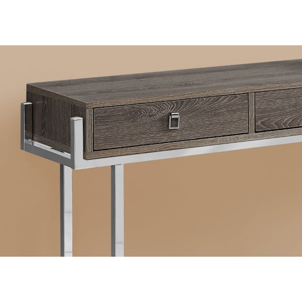 Monarch Specialties Accent Table - 48"L / Dark Taupe / Chrome Metal - I 3299