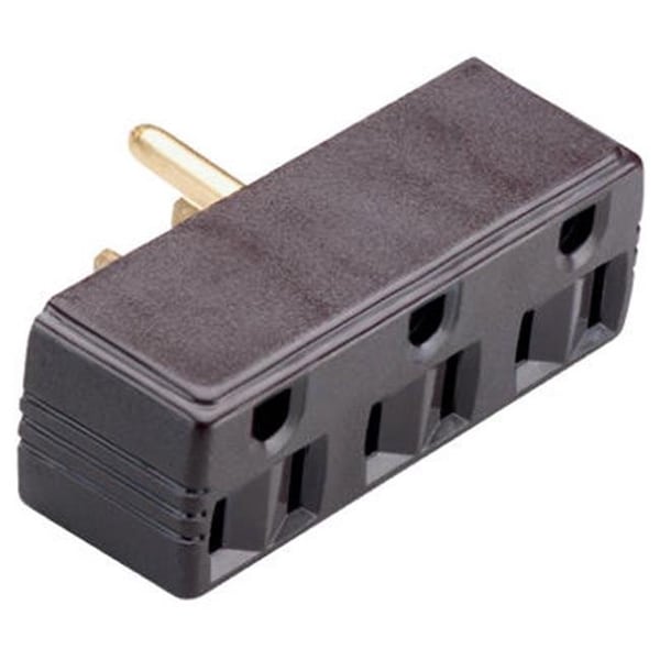 Adaptador de triple salida con clavija de tierra de 2 polos y 3 cables Nextgen 697CC20; Marrón - NE601527