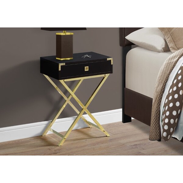 Monarch Specialties Accent Table - 24"H / Espresso / Gold Metal - I 3556