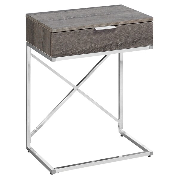 Monarch Specialties Accent Table - 24"H / Dark Taupe / Chrome Metal - I 3475
