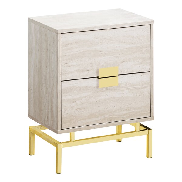 Monarch Specialties Accent Table - 24"H / Beige Marble / Gold Metal - I 3493