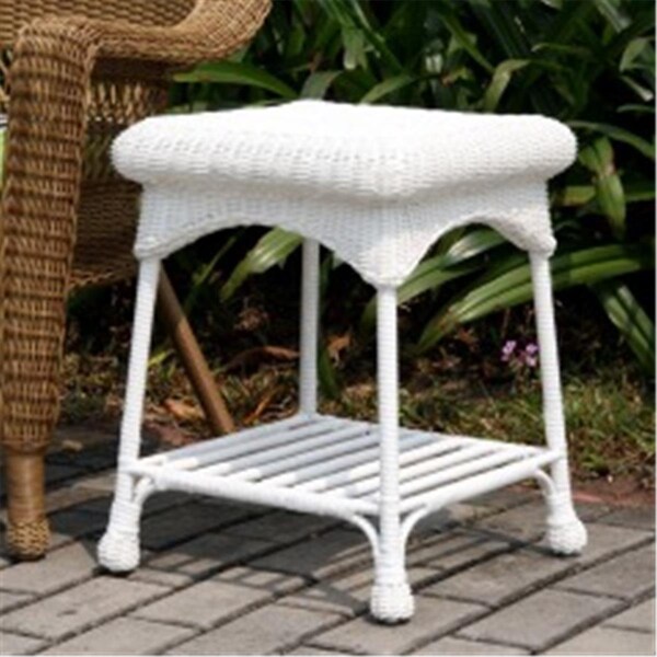 Sekkusu Furniture Outdoor White Wicker Patio Furniture End Table - SE2593741