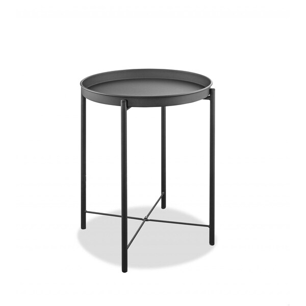 Homeroots 17 x 17 x 21 in. Powder Aluminum Side Table - 372277