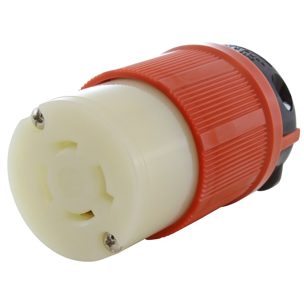 Ac Works NEMA L16-20R 3-Fase 20A 480V 4-Punta Conector Hembra Bloqueable con Aprobación UL, C-UL en color naranja - ASL1620R