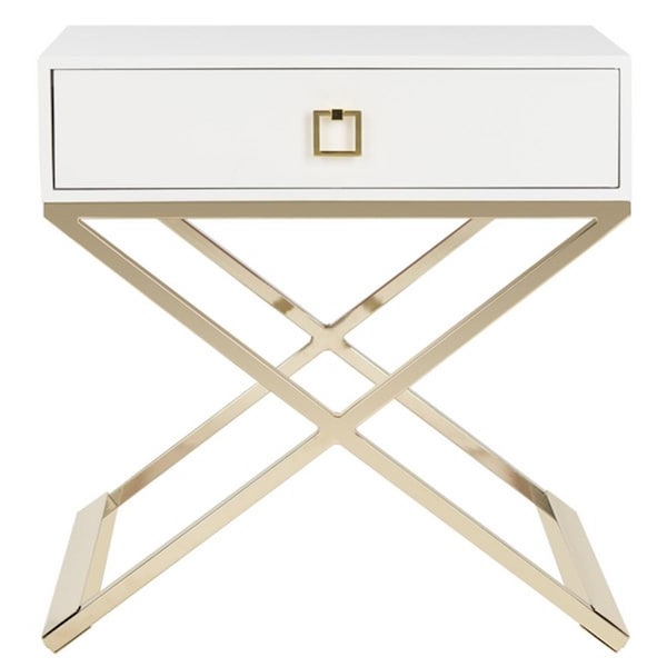 Safavieh 25.25 x 24 x 20 in. Zarina Modern Cross Leg End Table, White - FOX6295C