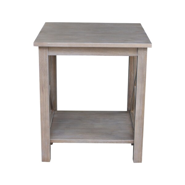 International Concepts Rectangle Hampton End Table, 22 in W, 22 in L, 25 in H, Wood, Washed Gray Taupe - OT09-70E