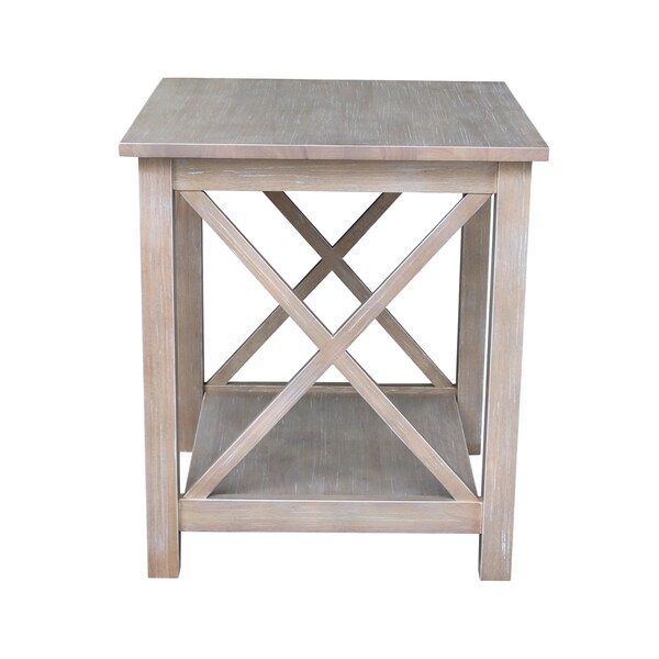 International Concepts Rectangle Hampton End Table, 22 in W, 22 in L, 25 in H, Wood, Washed Gray Taupe - OT09-70E