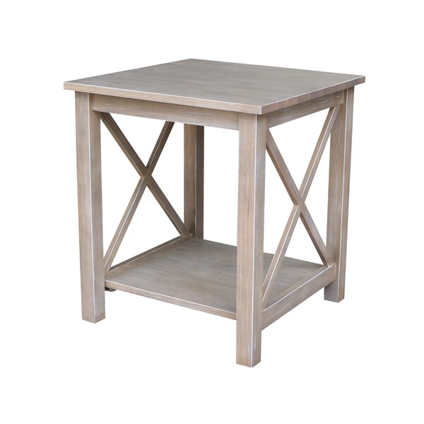 International Concepts Rectangle Hampton End Table, 22 in W, 22 in L, 25 in H, Wood, Washed Gray Taupe - OT09-70E