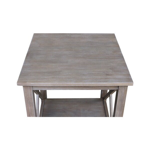 International Concepts Rectangle Hampton End Table, 22 in W, 22 in L, 25 in H, Wood, Washed Gray Taupe - OT09-70E
