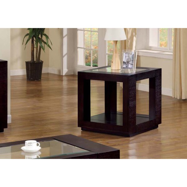 Monarch Specialties Accent Table, 25 W, 25 H, Veneer, Glass, Espresso - I 7811E