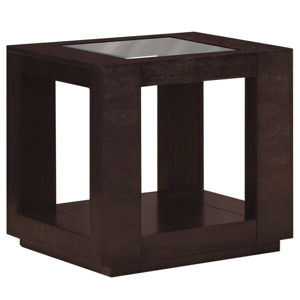 Monarch Specialties Accent Table, 25 W, 25 H, Veneer, Glass, Espresso - I 7811E