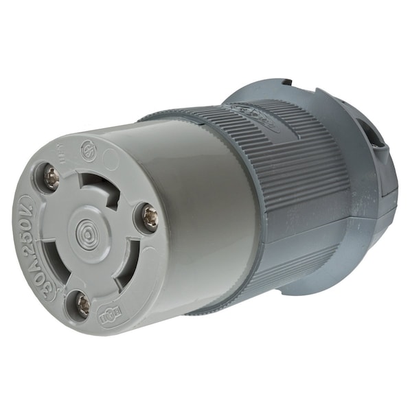 Dispositivos de Bloqueo de Hubbell Wiring Device-Kellems, Twist-Lock®, Conector Insulgrip® , 30A, 250V AC, 2 Polos, 3 Cables de Puesta a Tierra, NEMA L6-30R, Estabilizado por Calor, Nylon Gris. - HBL2623F