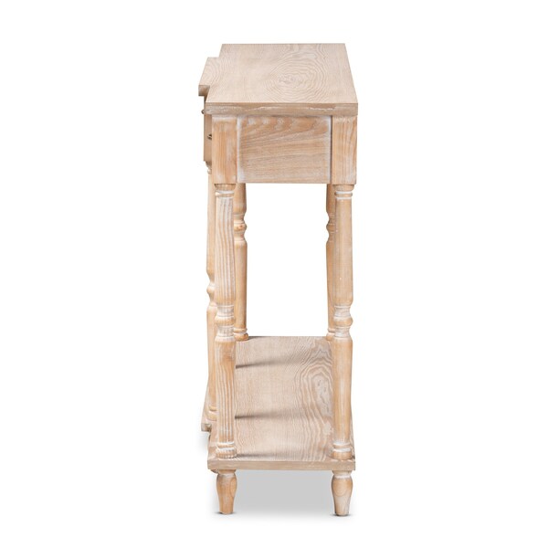 Baxton Studio Hallan Classic Whitewashed Oak Brown Finished Wood 3-Drawer Console Table - 176-11075-ZORO