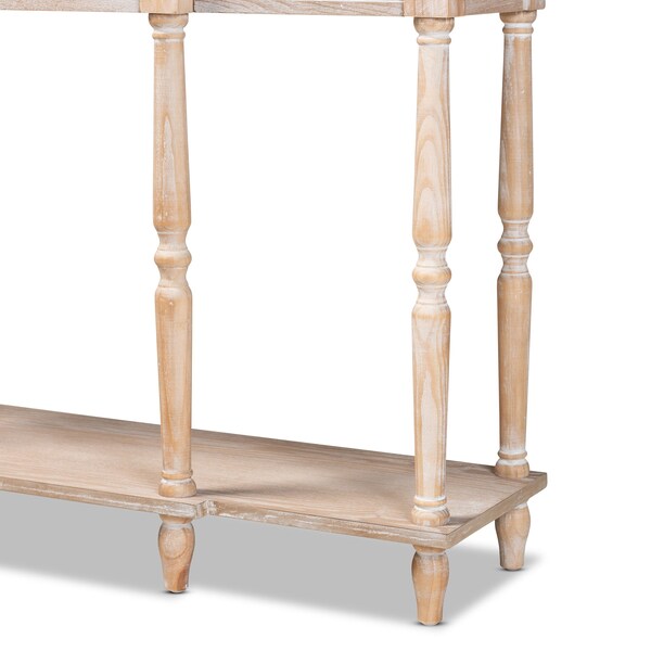 Baxton Studio Hallan Classic Whitewashed Oak Brown Finished Wood 3-Drawer Console Table - 176-11075-ZORO