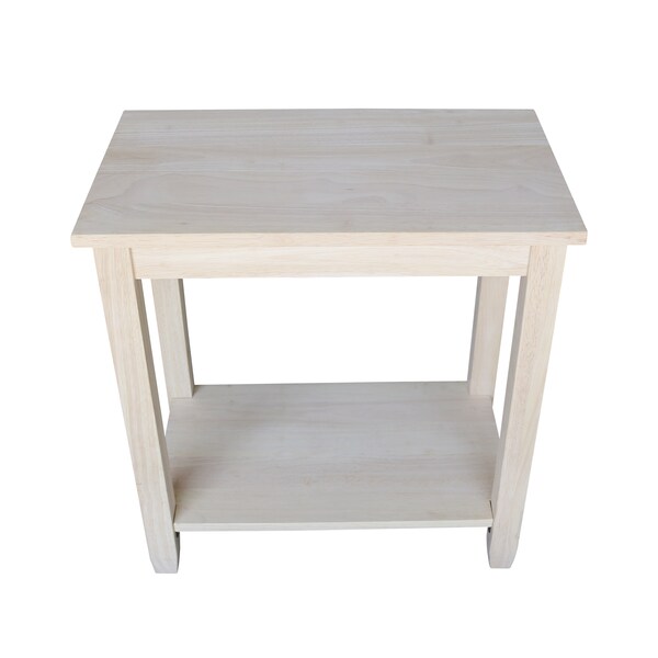 International Concepts Rectangle Solano Accent Table, 24 in W, 14 in L, 25 in H, Wood, Unfinished - OT-6A