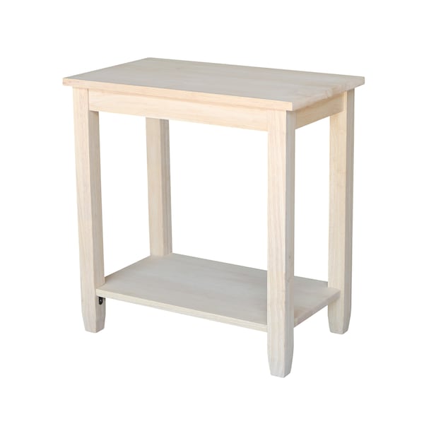 International Concepts Rectangle Solano Accent Table, 24 in W, 14 in L, 25 in H, Wood, Unfinished - OT-6A