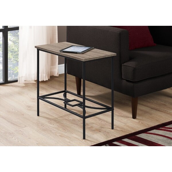 Monarch Specialties Accent Table - 22"H / Dark Taupe / Black Metal - I 2075