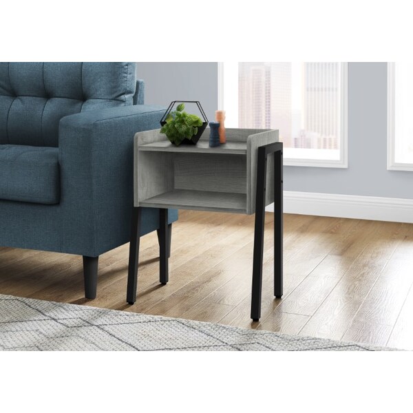 Monarch Specialties Accent Table - 23"H / Grey / Black Metal - I 3591