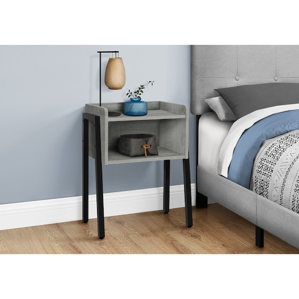 Monarch Specialties Accent Table - 23"H / Grey / Black Metal - I 3591