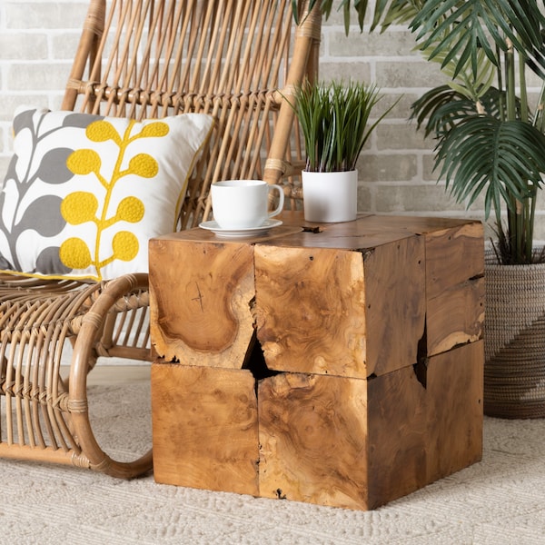 Baxton Studio 17 W, 17 L, 17.5 H, Teak Root, Natural Brown - 217-12738-ZORO