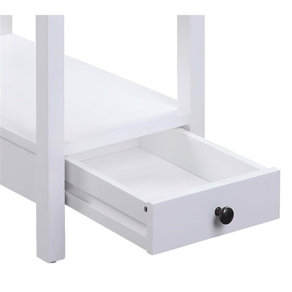Acme Wooden Side Table with USB Charging Dock and 2-Drawer in White - ER-0245WH