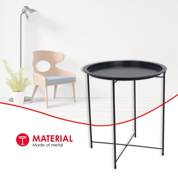 Home Basics 19.4 in W, 19.4 in L, 18.5 in H, Metal, Matte Black - ZOR96091