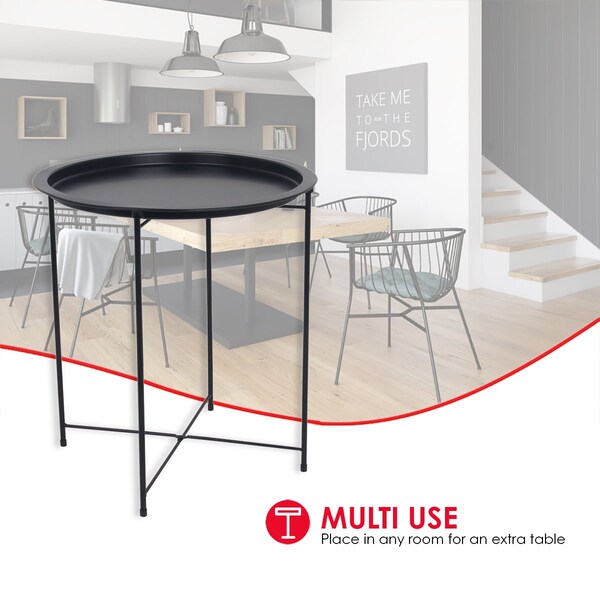 Home Basics 19.4 in W, 19.4 in L, 18.5 in H, Metal, Matte Black - ZOR96091