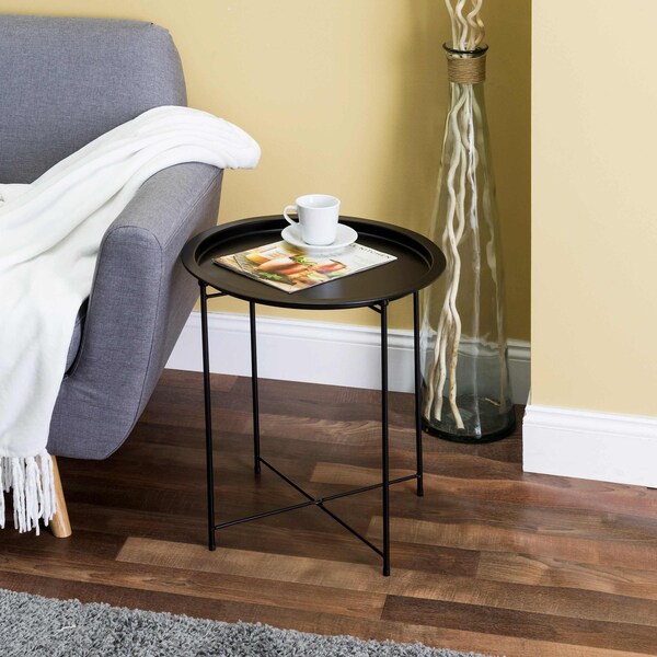 Home Basics 19.4 in W, 19.4 in L, 18.5 in H, Metal, Matte Black - ZOR96091