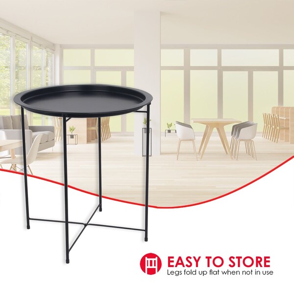 Home Basics 19.4 in W, 19.4 in L, 18.5 in H, Metal, Matte Black - ZOR96091