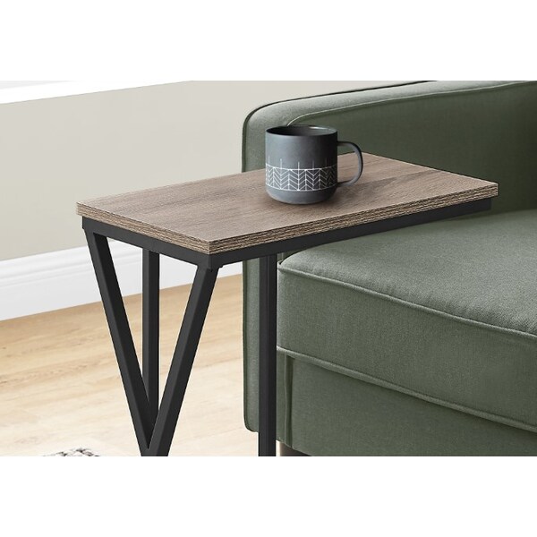 Monarch Specialties Accent Table - 25"H / Dark Taupe / Black Metal - I 3249