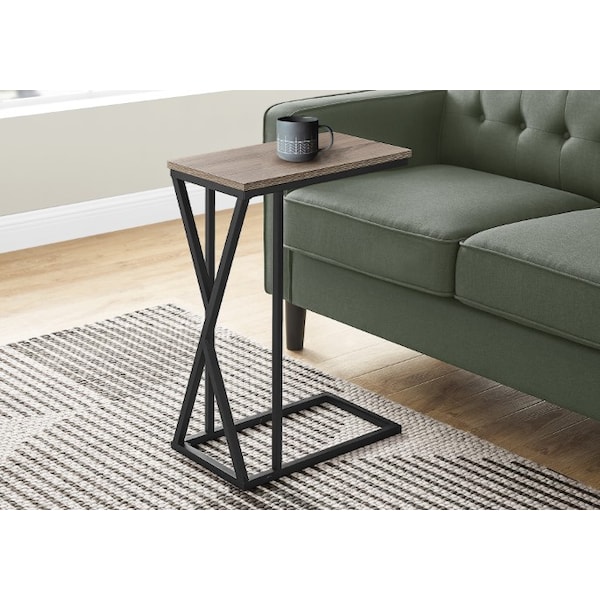 Monarch Specialties Accent Table - 25"H / Dark Taupe / Black Metal - I 3249