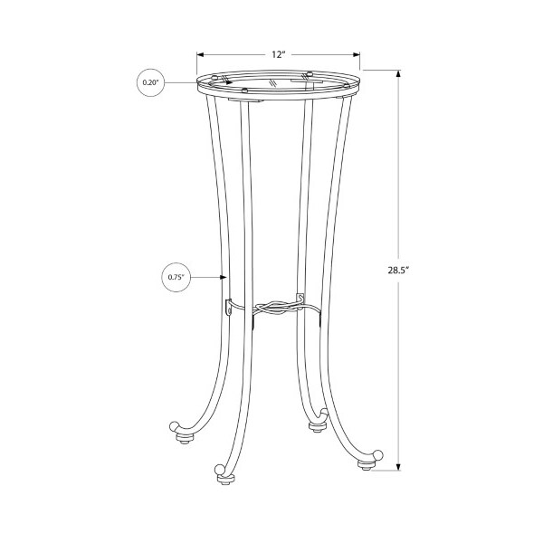 Monarch Specialties Accent Table - Hammered Black Metal With Tempered Glass - I 3332
