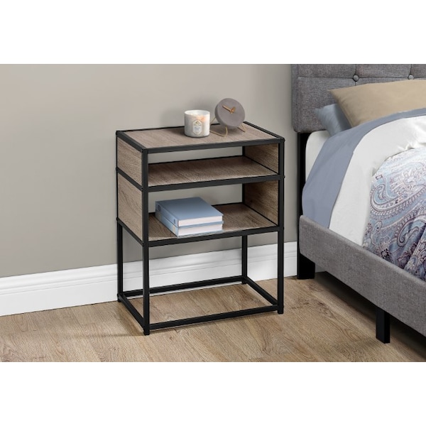 Monarch Specialties Accent Table - 22"H / Dark Taupe / Black Metal - I 3507