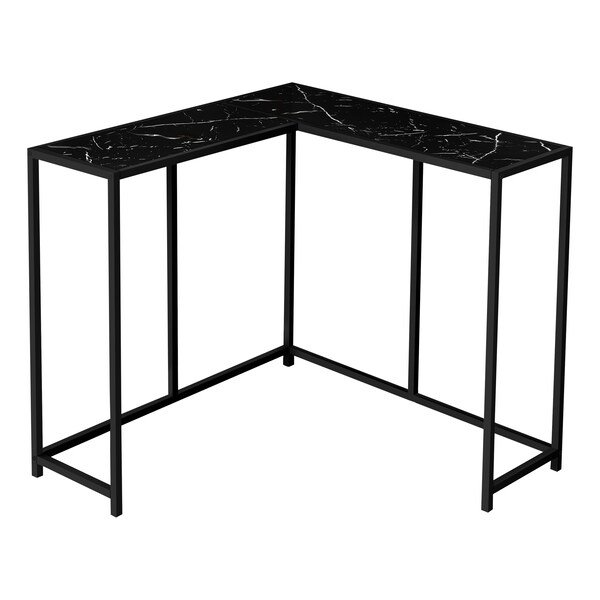 Monarch Specialties Accent Table, Console, Entryway, Narrow, Corner, Living Room, Bedroom, Metal, Black Marble Look - I 2158