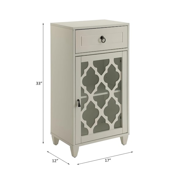 Acme Wooden Accent Table with Storage Drawer and Glass Door in White - ER-0103WH