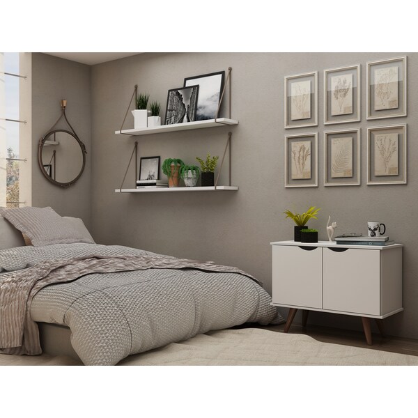 Manhattan Comfort Rectangle Hampton Accent Cabinet, 33.07 W, 15.75 L, 25.59 H, MDF and MDP, White - 19PMC1