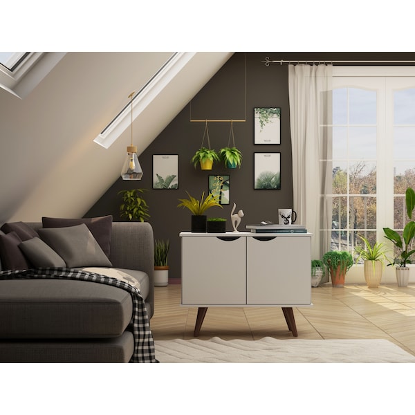 Manhattan Comfort Rectangle Hampton Accent Cabinet, 33.07 W, 15.75 L, 25.59 H, MDF and MDP, White - 19PMC1